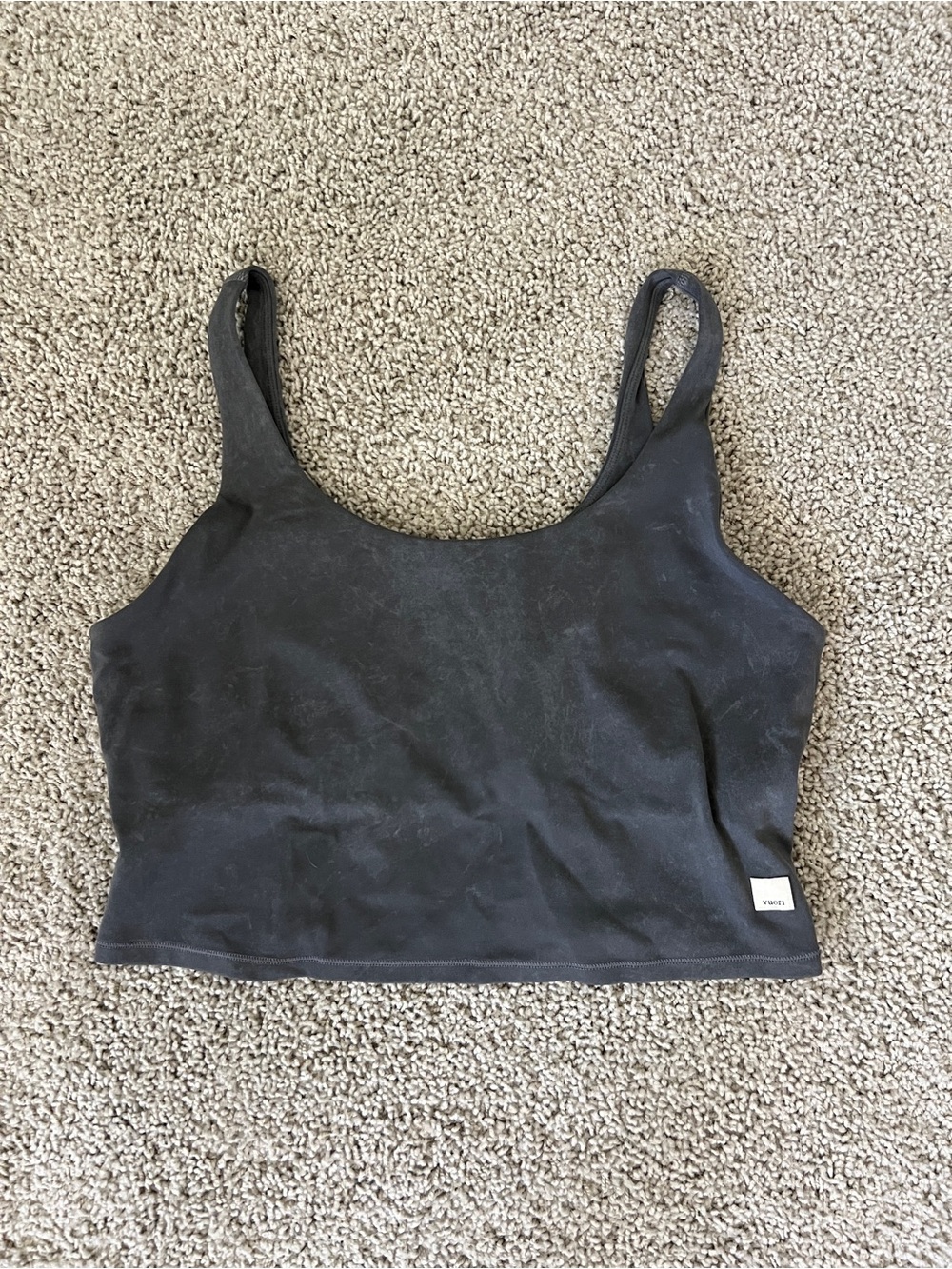Vuori grey with marble wash Crop tank with built in shelf bra